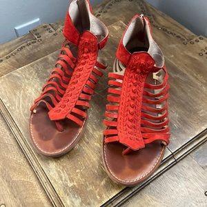 Red strapped sandals